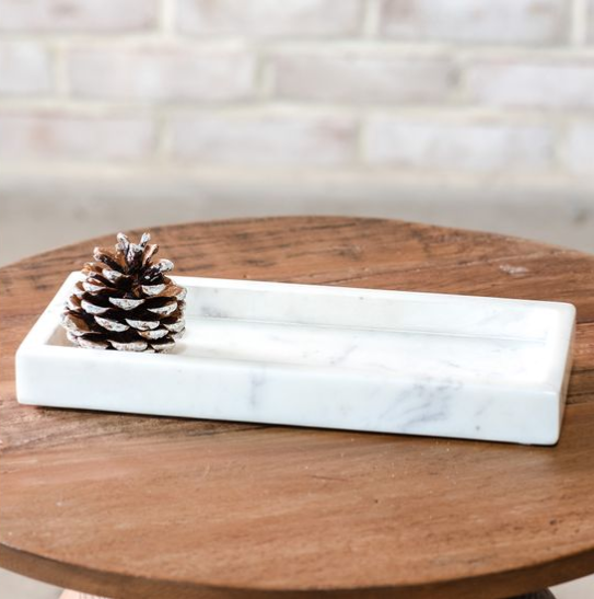 White Rectangular Marble Tray