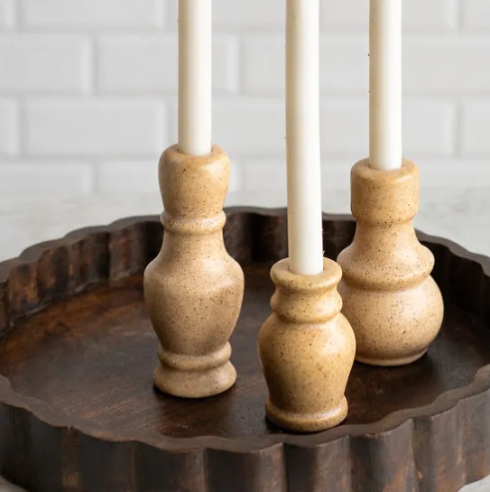 Cream Deco Taper Holder