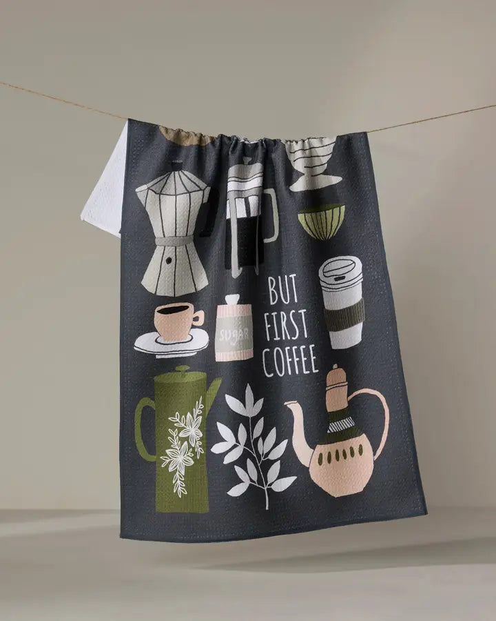 Geometry Tea Towel - But First, Coffee