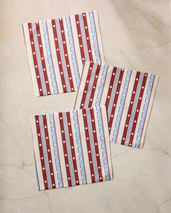 Geometry Dishcloth Set - Blue Skies Stripes