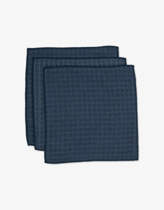 Geometry Waffle Wash Cloth Set  - MIDNIGHT BLUE