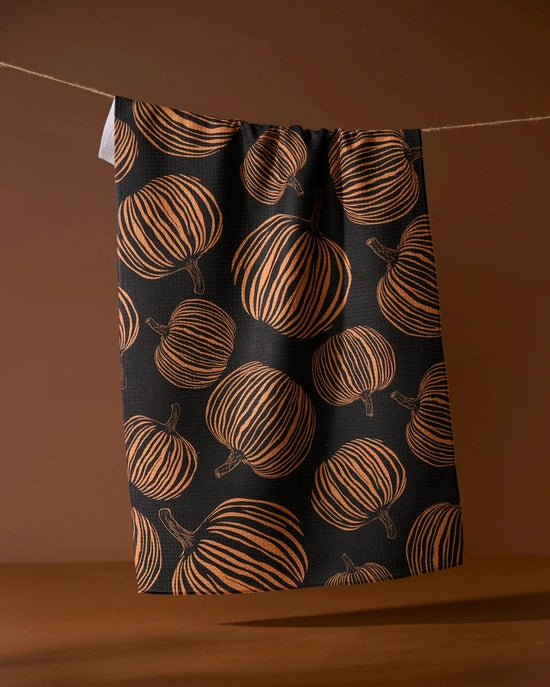 Geometry Tea Towel - Pumpkin Noir