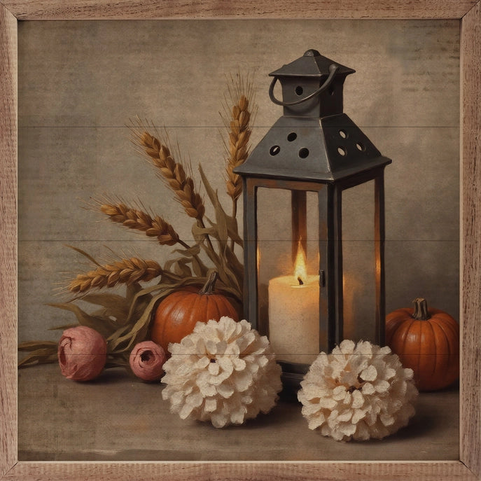 16x16 Autumn Lantern Framed Art