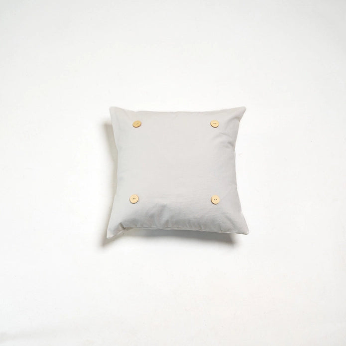 White Wash Cotton Square Button Pillow