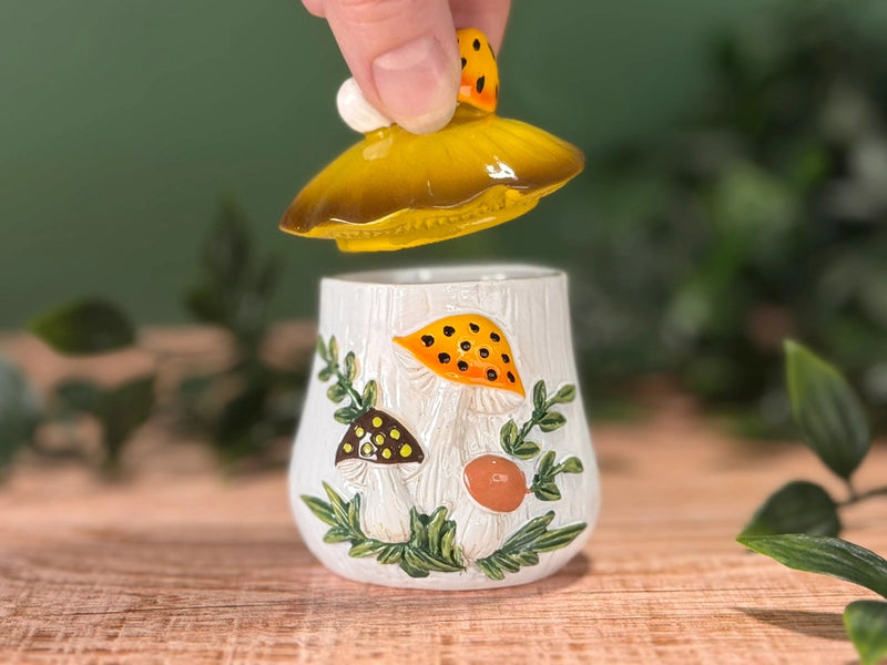 70's Merry Mushroom Inspired Hand Painted Resin Trinket Box