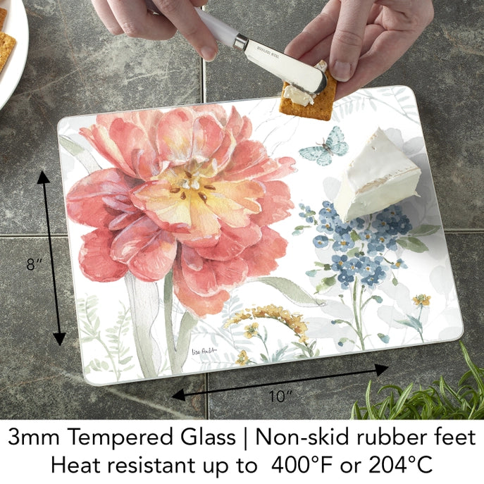 Spring Meadow 10x8 Tempered Glass Cutting Board
