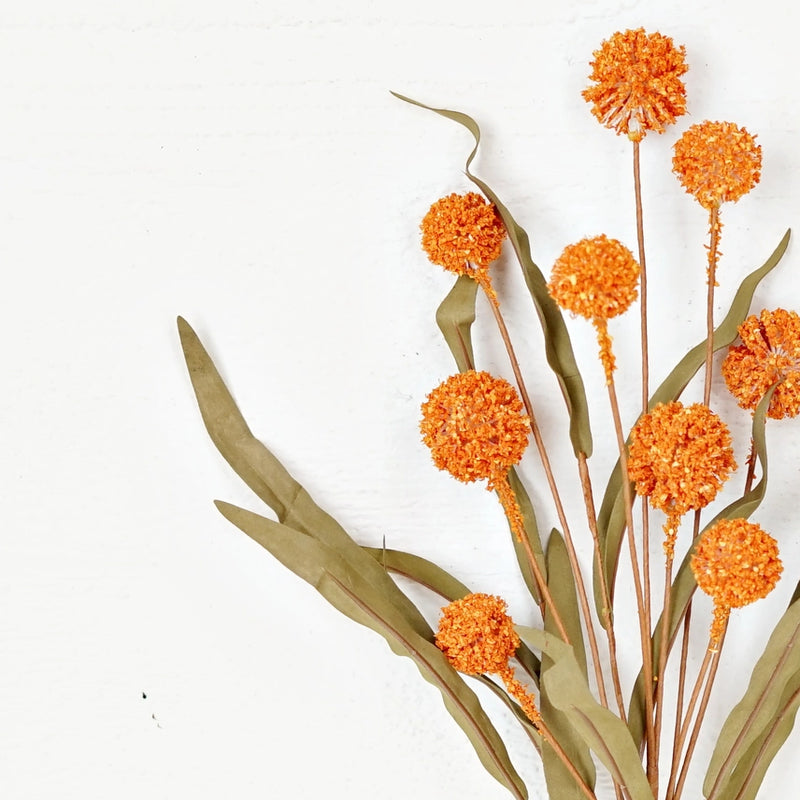 Thistle Berry w/ Leaves Spray - Orange
