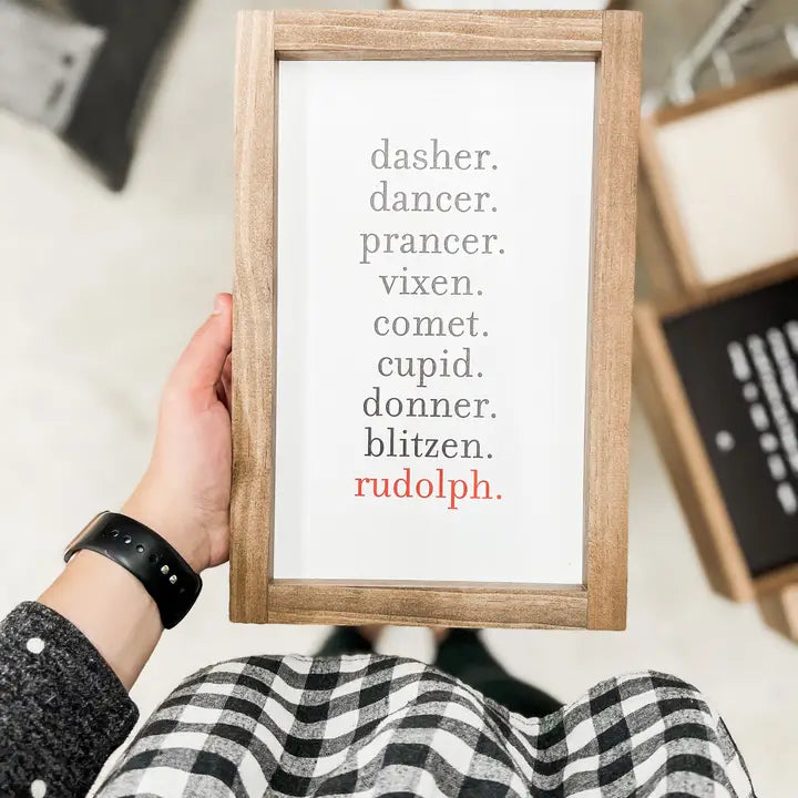 8x12 Reindeer Names - WHITE / LIGHT OAK
