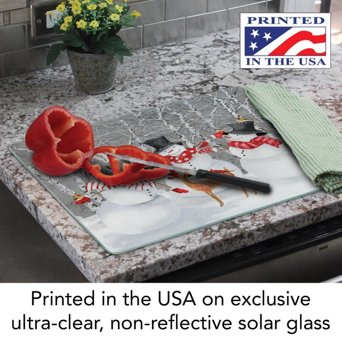 Snow Day 15x12 Tempered Glass Cutting Board