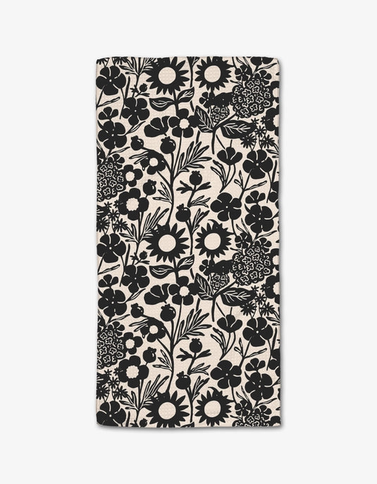 Geometry Bar Towel - Black Flower Garden