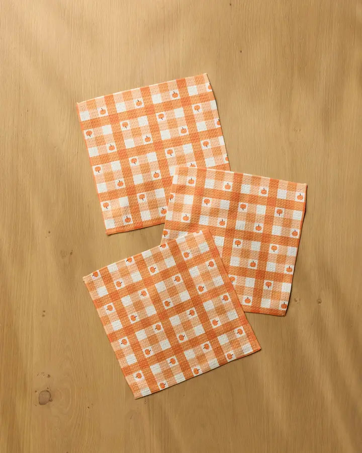 Geometry Dishcloth Set - Pumpkin Check