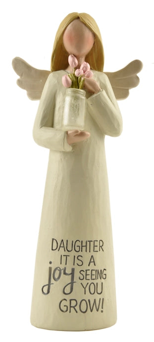 "Daughter" Angel with Clear Vase & Flowers