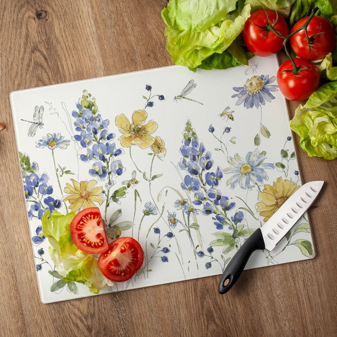 Lovely Blues 15x12 Tempered Glass Cutting Board