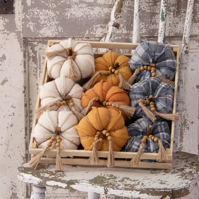 Fabric Pumpkin w/ Bead Tassel