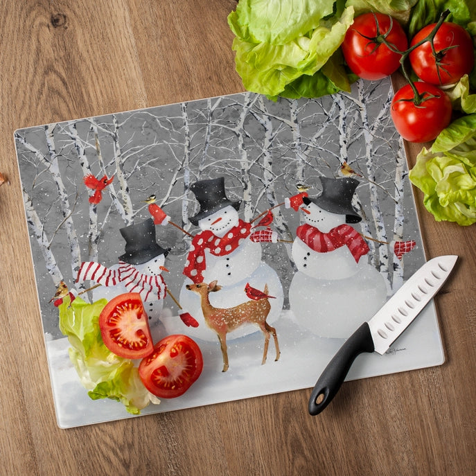 Snow Day 15x12 Tempered Glass Cutting Board