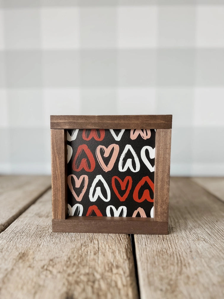 Valentine's Pattern #4 Wood Sign | Valentine's Decor 9x9