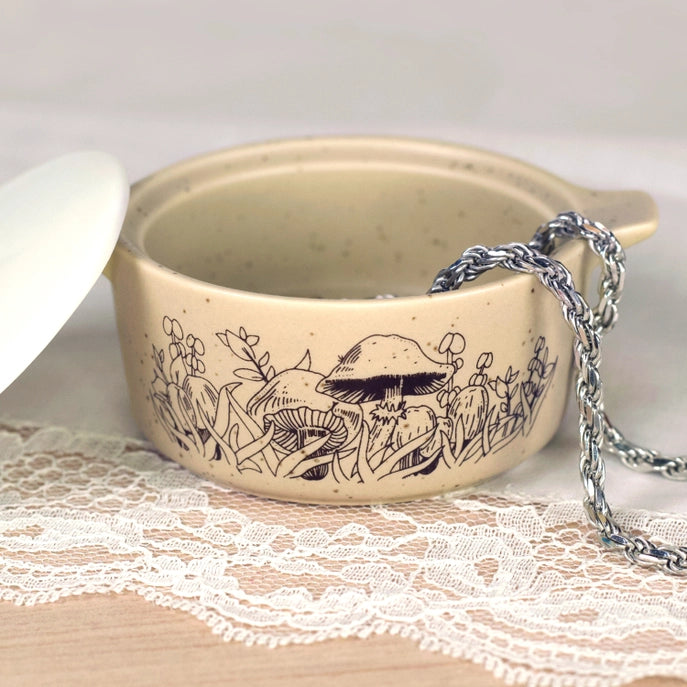 Pyrex Inspired Forest Fancies Casserole Ceramic Trinket Box