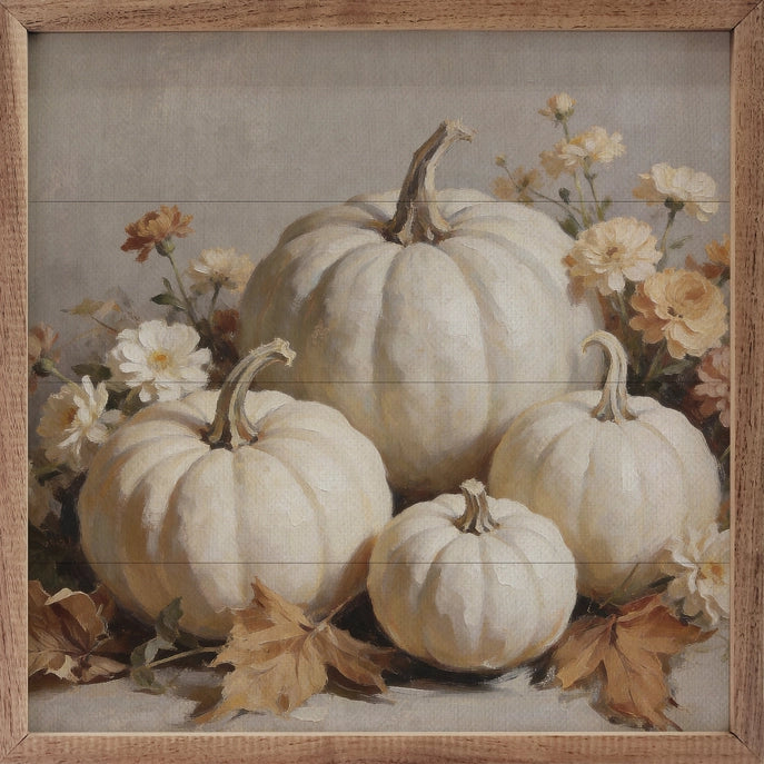 12X12 White Pumpkin Still Life Framed Art