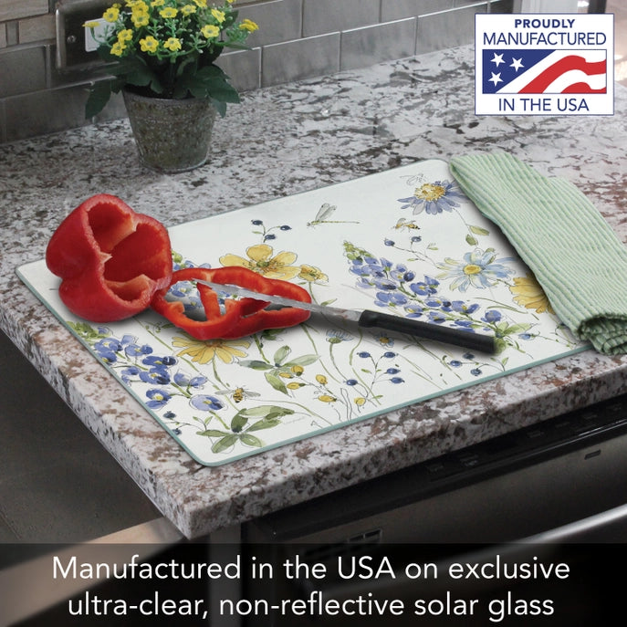 Lovely Blues 15x12 Tempered Glass Cutting Board