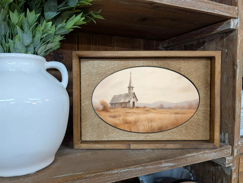 Box Framed Canvas Art Church