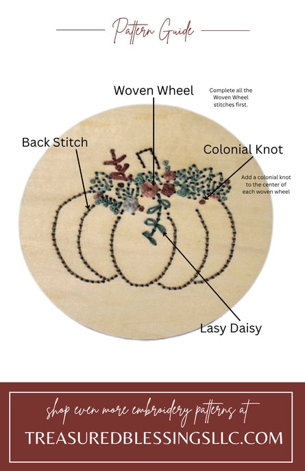 Wood Embroidery Kit - Floral Pumpkin