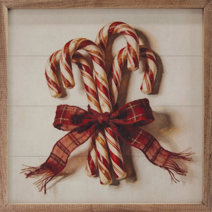 Candy Cane Bow Framed Wall Art