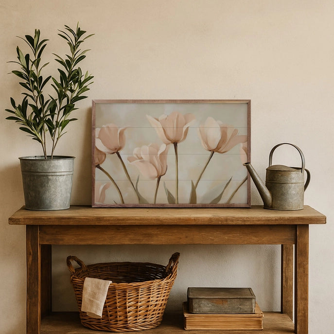 16x10 Pale Pink Poppies Framed Art