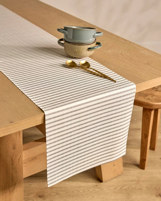 Geometry Table Runner - Stone Stripe