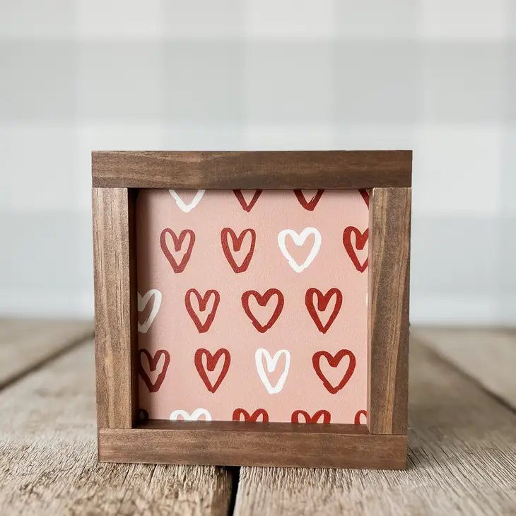 Valentine's Pattern #1 Wood Sign | Valentine's Day Decor 7x7