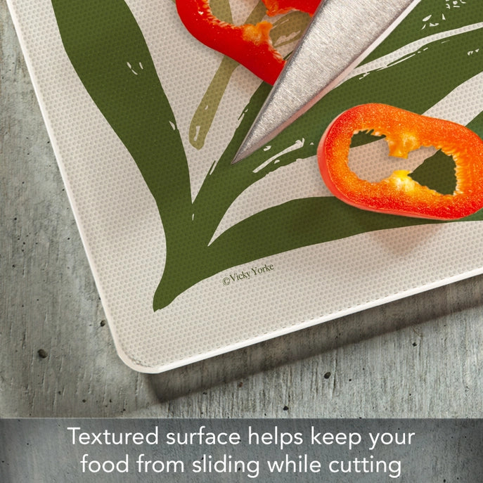 "Retro Floral" 10x8 Tempered Glass Cutting Board