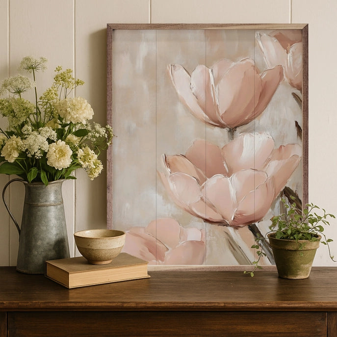 16x20 Dusty Pink Floral Framed Art
