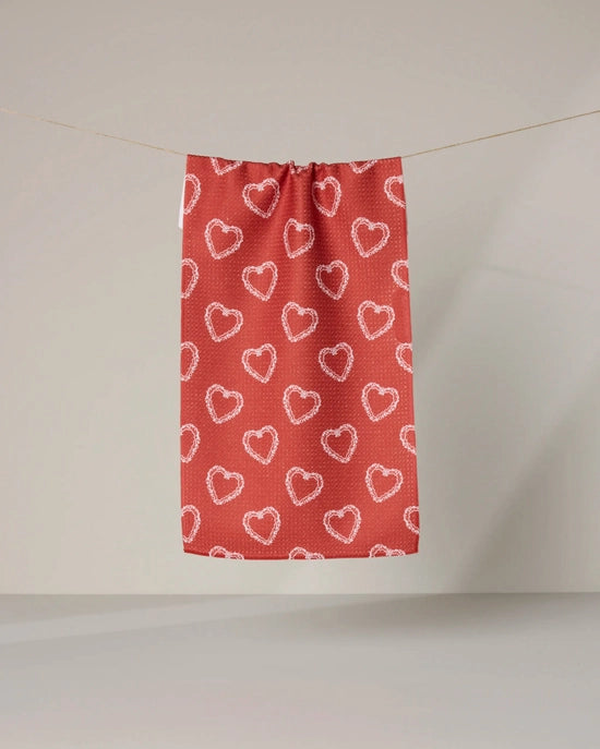Geometry Bar Towel - Soft Heart Scarlet