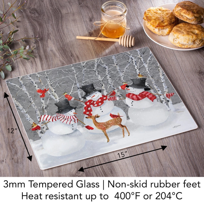 Snow Day 15x12 Tempered Glass Cutting Board