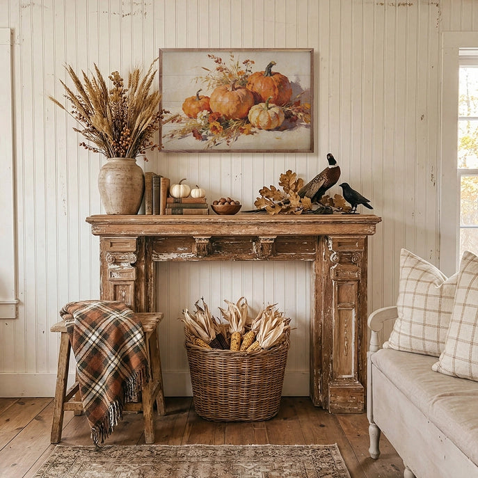 24x16 Burnished Orange Harvest Pumpkins Framed Art