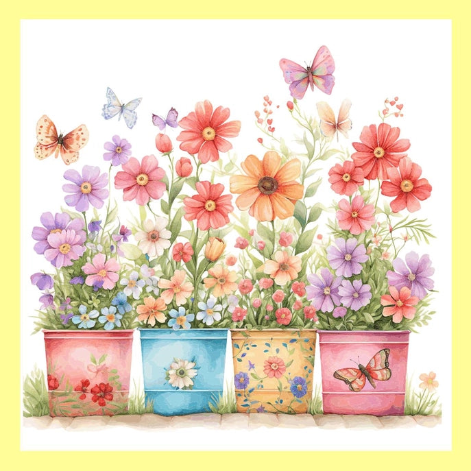 4 Pots of Flowers Square Pillow Swap