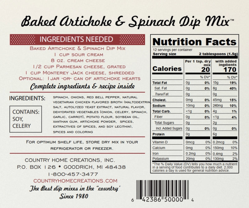 Artisan Kitchen Baked Artichokes & Spinach Dip Mix