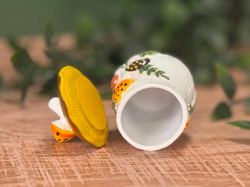 70's Merry Mushroom Inspired Hand Painted Resin Trinket Box