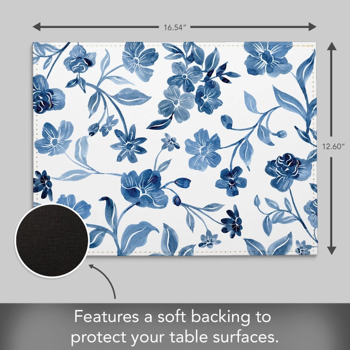 Dainty Blues Luxurious Vegan Faux Leather Placemat