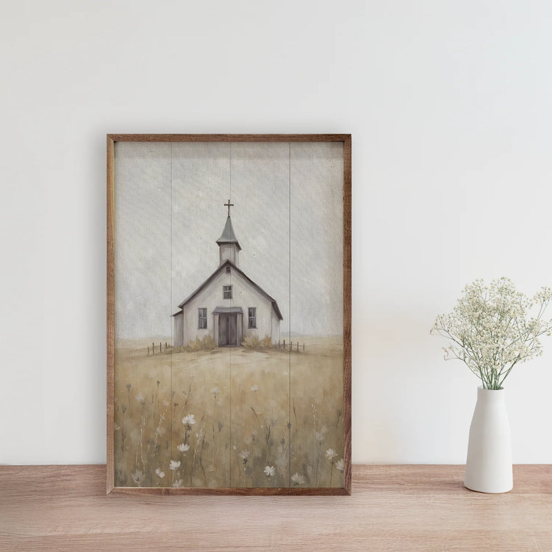10x16 Church in the Field Framed Art