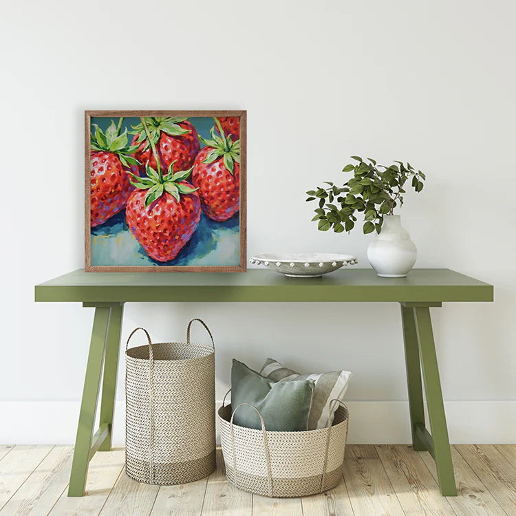 12x12 Bright Summer Strawberries Framed Wall Decor