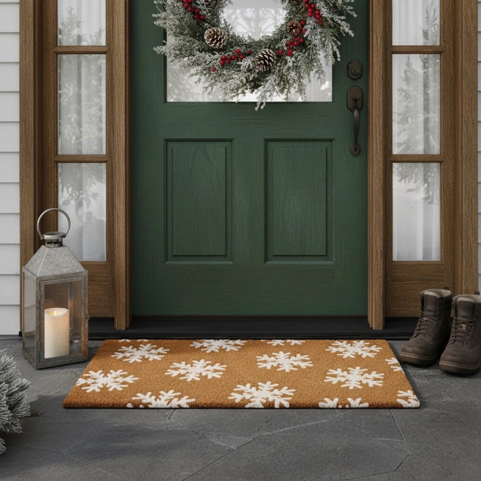 White Snowflakes Doormat