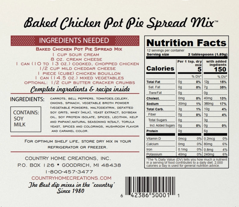 Artisan Kitchen Baked Chicken Pot Pie Spread MIx