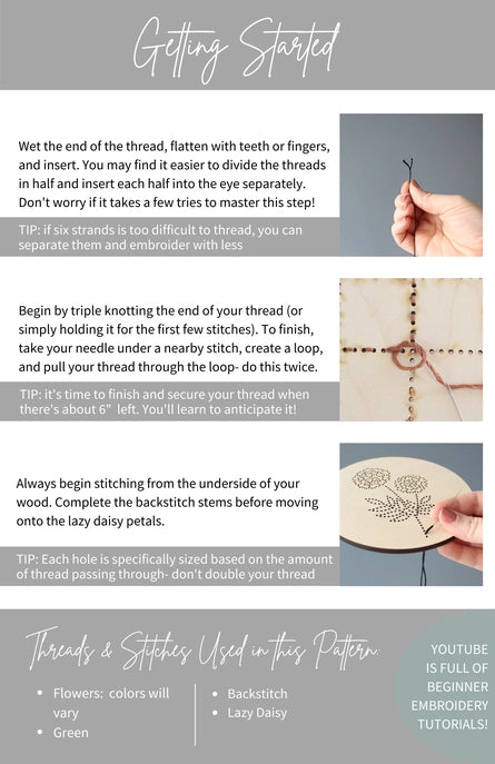 Wood Embroidery Kit - Wild Flowers