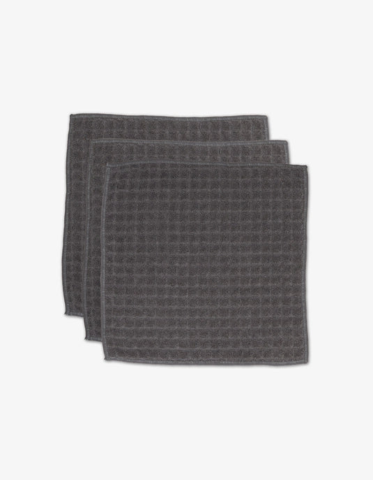 Geometry Waffle Wash Cloth Set  - CHARCOAL