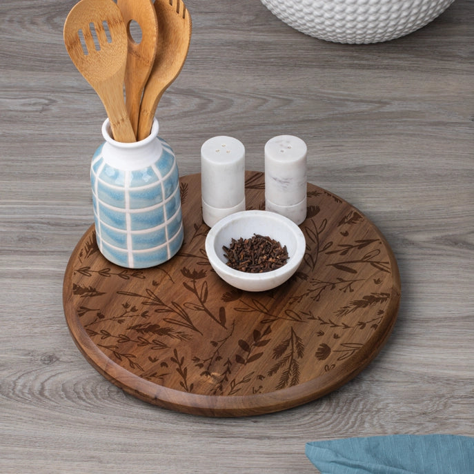 Round Acacia Wood Lazy Susan