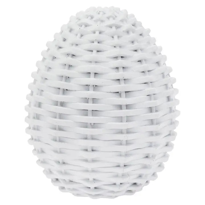 White Wicker Resin Egg Easter