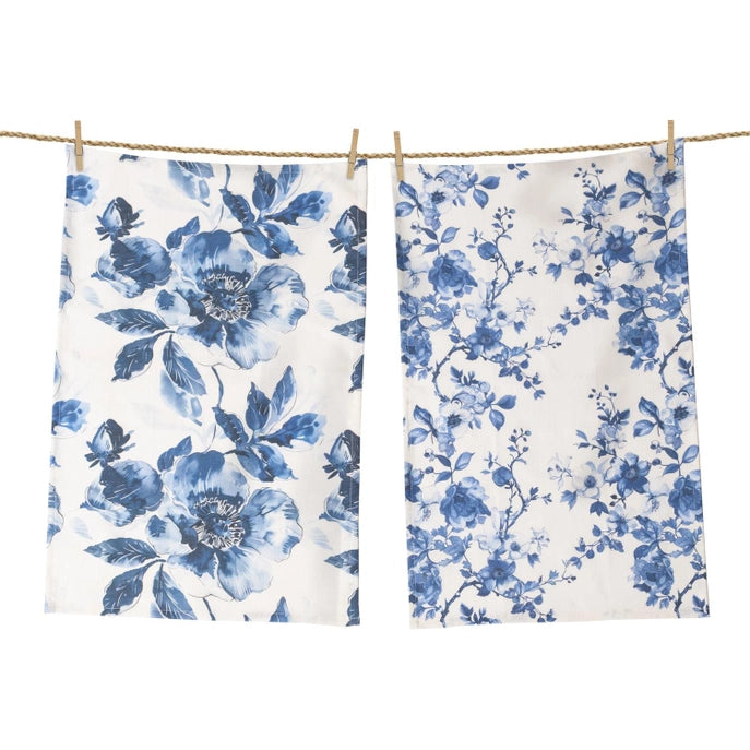 Set of 2 Tea Towels - Blue Floral