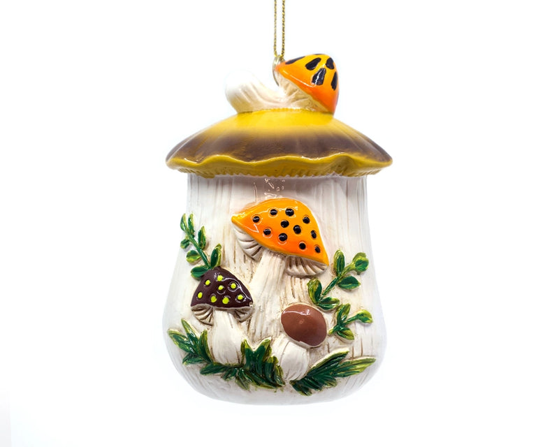 Merry Mushroom Inspired 70's Hand Painted Christmas Ornament