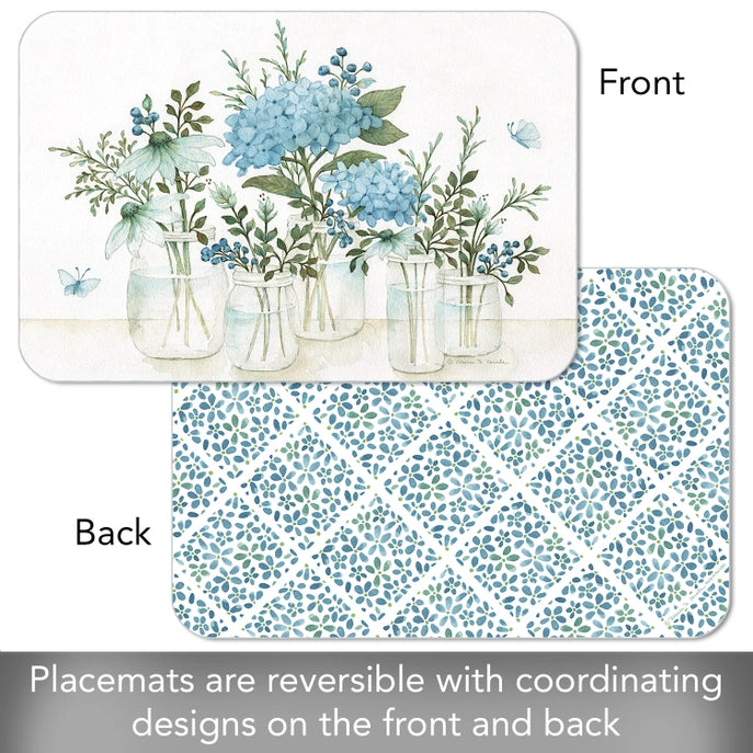 Mason Jars & Florals Reversible Plastic Placemat