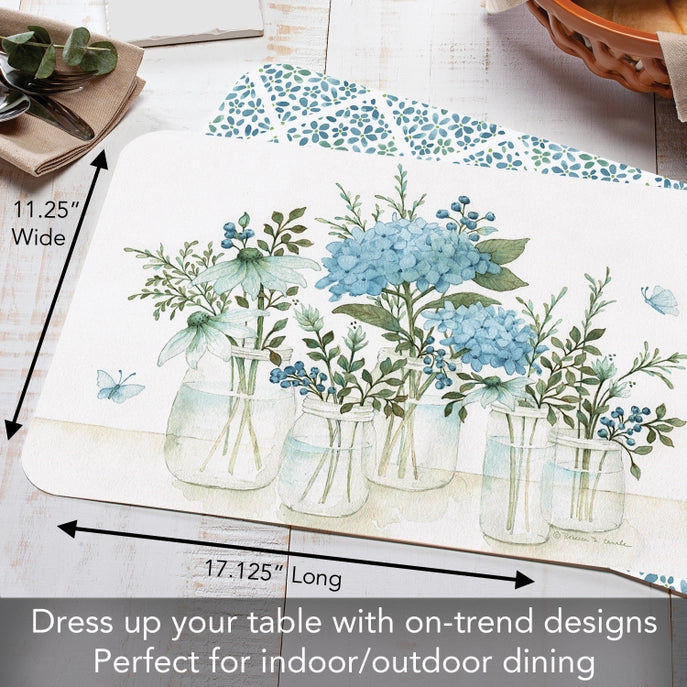 Mason Jars & Florals Reversible Plastic Placemat